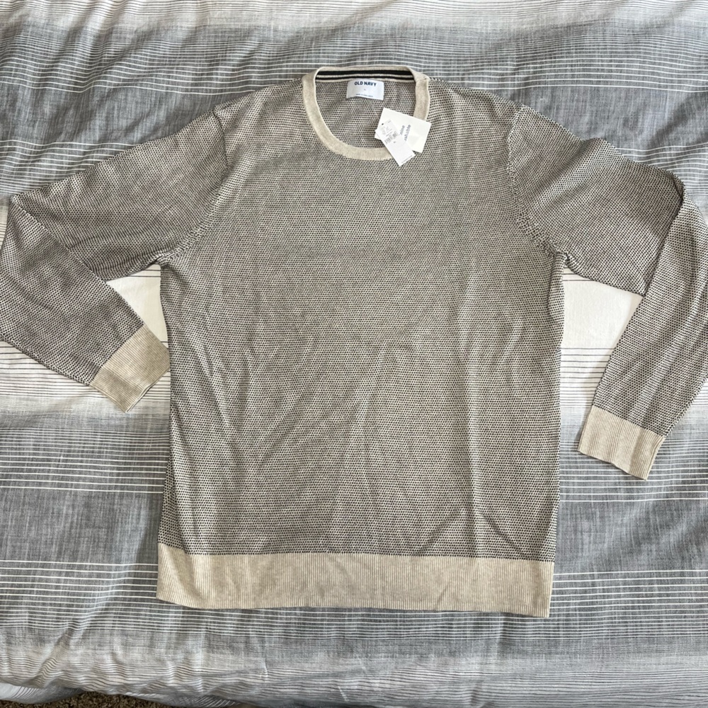 Mens Old Navy Oatmeal & Charcoal Sweater NWT